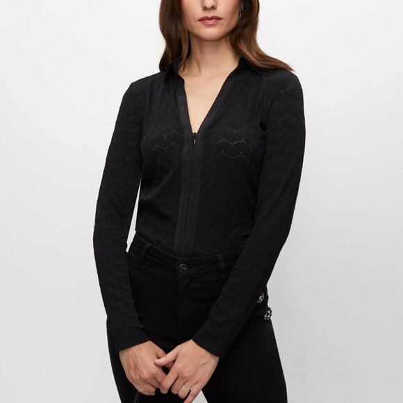 Melanie Lyne Jacquard Zip Front Top - NWOT - Picture 3 of 4